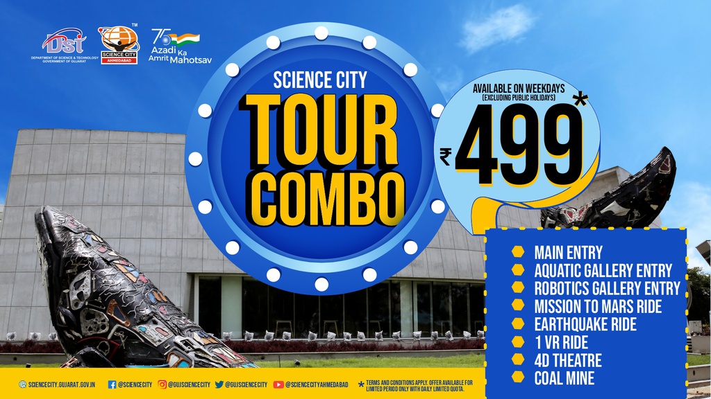 Tour Combo (Entry, Aquatic, Robotics, 1 VR, Mission to Mars, Earthquake, 4D Theater, Coal Mine)